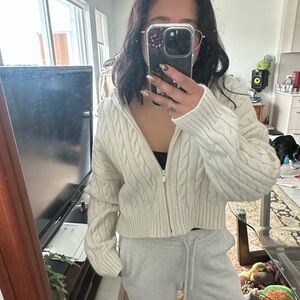 Sunday Best White Octavia Sweater Zip Up